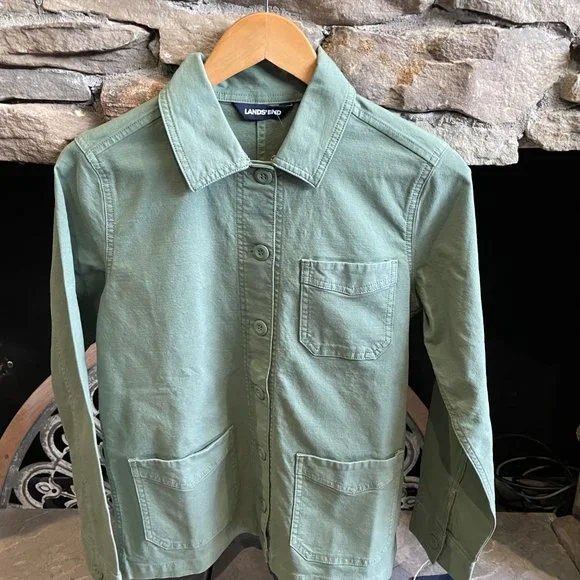 Lands' End | Tops | Lands End Womens Canvas Shirt Jacket Eucalyptus Nwt |  Poshmark